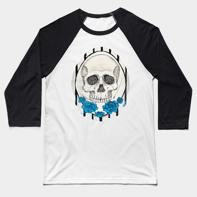 Cameo Skull Baseball T-Shirt by Jan Grackle